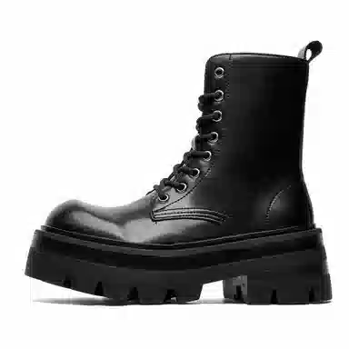 男士增高英伦风大头厚底中帮工装机车德比 马丁靴 男女同款