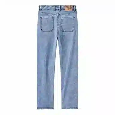 九牧王男裤专家 新凉感系列 易打理宽松直筒中腰牛仔裤 男款 淡蓝