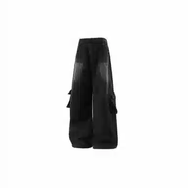 大卫贝肯 美式高街褶皱宽松直筒水洗磨白做旧复古口袋拉链拼接挂件可拆卸设计多口袋阔腿休闲牛仔裤 男女同款