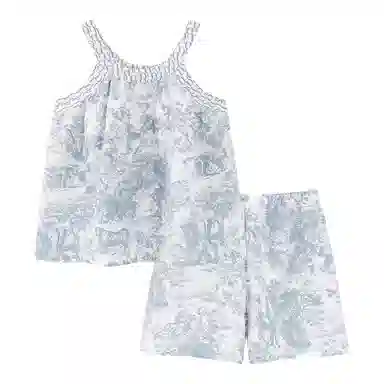 莫代尔 简约时尚轻盈舒适带胸垫防凸点家居服可外穿睡衣套装 女款 浅蓝色