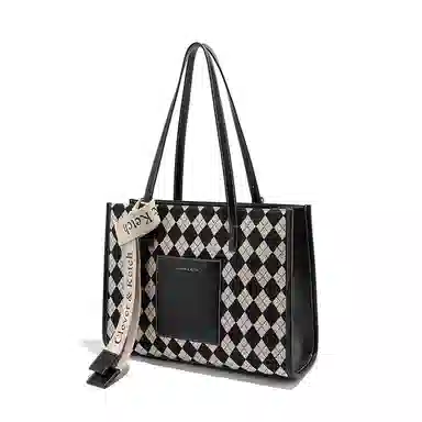 CLEVER&KETCH Classic Quilted Shoulder Bag Large Black Ivory