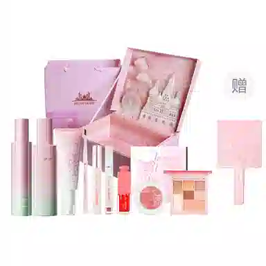 云诗茗 粉色城堡彩妆礼盒 不卡粉不晕染持久自然 新手入门少女必备化妆护肤套装 十件套
