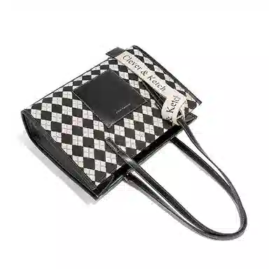 CLEVER&KETCH Classic Quilted Shoulder Bag Large Black Ivory