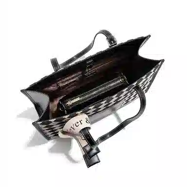 CLEVER&KETCH Classic Quilted Shoulder Bag Large Black Ivory