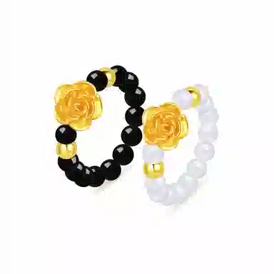 【999纯金】 金师傅 玫瑰对戒 甜蜜饰爱浪漫时尚气质优雅简约百搭小众轻奢设计高级#好运 玛瑙 金戒指  男女同款情侣款