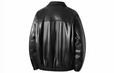 大卫贝肯 美式复古翻领纯色休闲百搭简约皮衣 男女同款 黑色