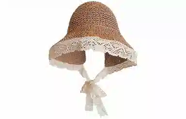 优幽兰 小众设计感 田园风蕾丝韩版百搭 海边拍照沙滩度假可折叠防紫外线太阳帽 纤维素材料 渔夫帽 女款