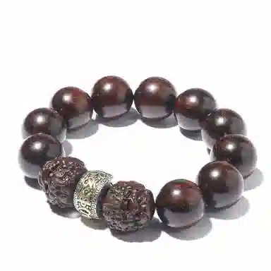 三檀小舍 财源滚滚诸事顺利 六字箴言转运珠十二生肖本命年蛇小叶佛珠文玩盘玩小众百搭礼盒 紫檀属 木作手串 男女同款情侣款