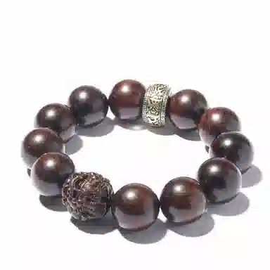 三檀小舍 财源滚滚诸事顺利 六字箴言转运珠十二生肖本命年蛇小叶佛珠文玩盘玩小众百搭礼盒 紫檀属 木作手串 男女同款情侣款