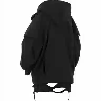 吉业重工 废土风下摆磨破假两件连帽宽松长袖夹克外套 男女同款