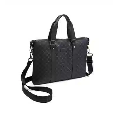 老人头 商务休闲时尚轻便百搭  合成革 手提斜挎公文包 常规 男款 黑色