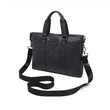 老人头 商务休闲时尚轻便百搭  合成革 手提斜挎公文包 常规 男款 黑色