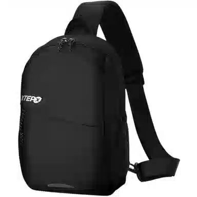 特步 休闲便携商务通勤 牛津纺 胸包 男女同款情侣款 黑色