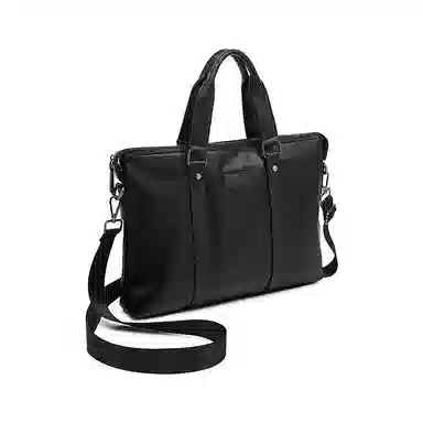 老人头 商务休闲时尚轻便百搭  合成革 手提斜挎公文包 常规 男款 黑色