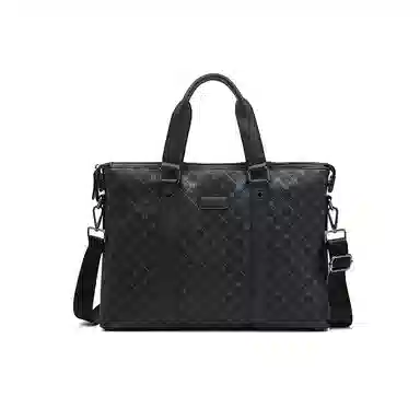 老人头 商务休闲时尚轻便百搭  合成革 手提斜挎公文包 常规 男款 黑色