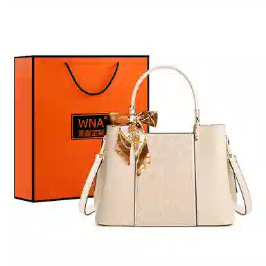 维尼奥 新中式刺绣高级感百搭大容量气质妈妈包通勤 合成革 手提包单肩斜挎 中号 女款 黑色/杏色/红色/蓝色