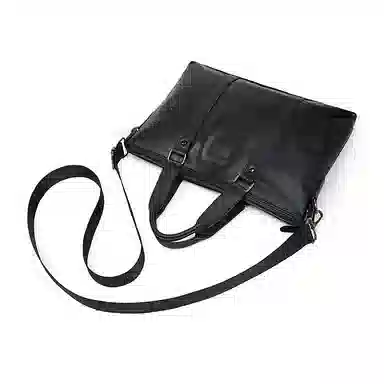 老人头 商务休闲时尚轻便百搭  合成革 手提斜挎公文包 常规 男款 黑色