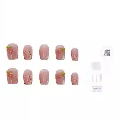爱鼎琪 立体草莓手工美甲纯欲风日常可爱猫眼假指甲贴片可拆卸短甲  短款粉色晕染