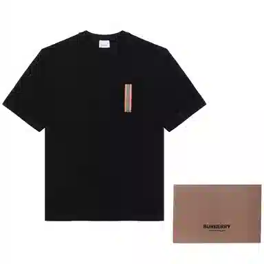 Burberry SS24 Striped Applique Crewneck T-Shirt Black