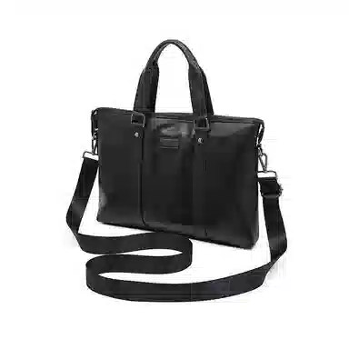 老人头 商务休闲时尚轻便百搭  合成革 手提斜挎公文包 常规 男款 黑色