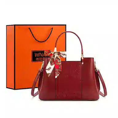 维尼奥 新中式刺绣高级感百搭大容量气质妈妈包通勤 合成革 手提包单肩斜挎 中号 女款 黑色/杏色/红色/蓝色