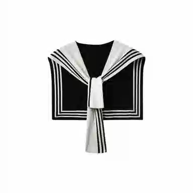 北极绒 高级感针织黑白条纹双面学院风春秋季时尚百搭 披肩 女款
