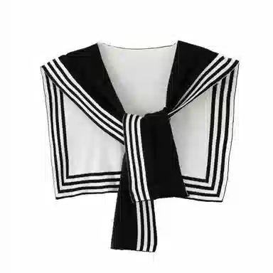 北极绒 高级感针织黑白条纹双面学院风春秋季时尚百搭 披肩 女款