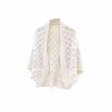 北极绒 复古中式外搭春秋季镂空时尚简约文艺优雅气质针织开衫外搭 披肩 女款