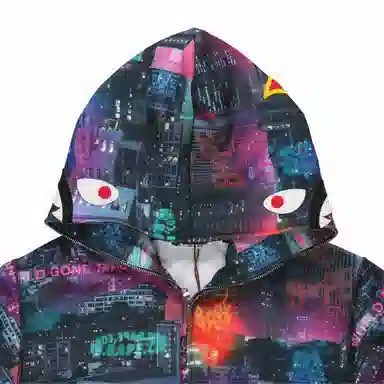 A BATHING APE Shark Series Tokyo Night景 Zip Hoodie