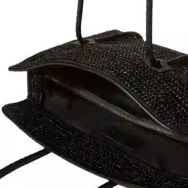 Hereu Classic Woven Strap Raffia Shoulder Bag Black