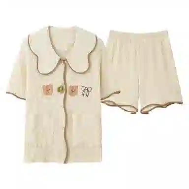 俏薇妮 简约温馨优雅大气高级感短袖短裤家居服休闲宽松舒适凉爽透气可外穿夏季睡衣套装 女款 黄色