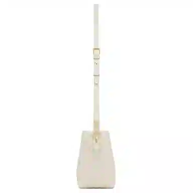 YSL Logo Leather Shoulder Bag Small White