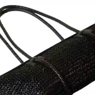Hereu Classic Woven Strap Raffia Shoulder Bag Black