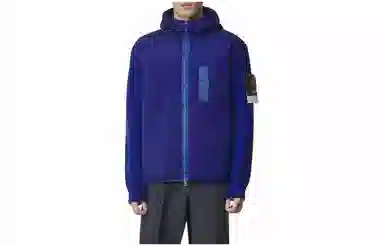 Stone Island Logo Patch Zip Hoodie Jacket Blue