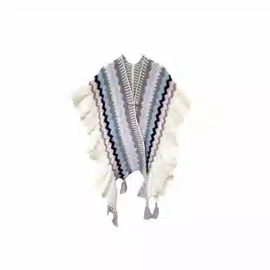 北极绒 春秋季针织民族风潮流复古时尚保暖出游开衫木耳边外套 披肩 女款