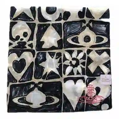 Vivienne Westwood Logo Cotton Silk Scarf Black