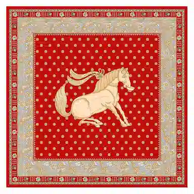 上海故事 故宫联名 风驰万疆轻奢复古风格精致设计真丝中方巾 桑蚕丝 丝巾 女款