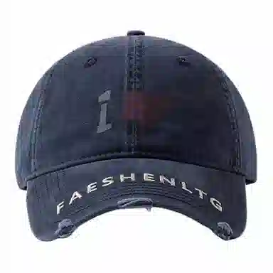 优莲茵 大帽檐显脸小爱心涂鸦 做旧水洗磨破刺绣字母潮流小众 棉 鸭舌帽 男女同款情侣款