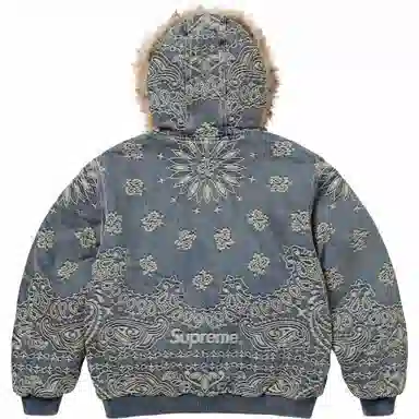 Supreme SS25 Bandana Jacquard Denim Hooded Work Jacket