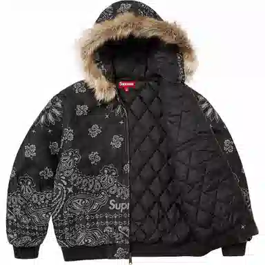 Supreme SS25 Bandana Jacquard Denim Hooded Work Jacket