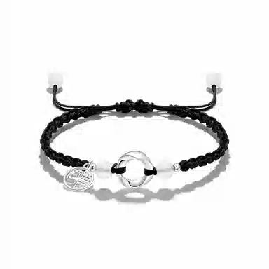 零误差 足银莫比乌斯福牌平安扣 灵蛇本命年招财转运 玛瑙小众如意扣牌 国潮复古可调节手工编绳 纯银 手绳 男女同款情侣款