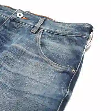 Emporio Armani Distressed Straight Jeans Blue