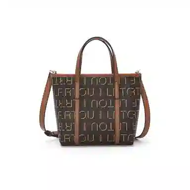 老人头 休闲百搭印花时尚潮流气质简约轻便斜挎包 合成革 菜篮子单肩手提包 女款 棕色