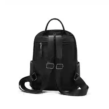 老人头 潮流时尚日常通勤防水背包 织物 双肩包 常规 男女同款情侣款 黑色