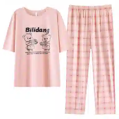 夏芬妍 时尚舒适柔软家居服凉感透气睡衣套装 女款 粉色