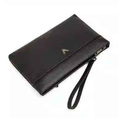 老人头 英伦通勤商务纹理高级感 头层牛皮 手拿包 常规 男款 黑色