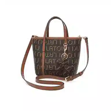 老人头 休闲百搭印花时尚潮流气质简约轻便斜挎包 合成革 菜篮子单肩手提包 女款 棕色