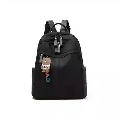 老人头 潮流时尚日常通勤防水背包 织物 双肩包 常规 男女同款情侣款 黑色