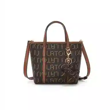 老人头 休闲百搭印花时尚潮流气质简约轻便斜挎包 合成革 菜篮子单肩手提包 女款 棕色