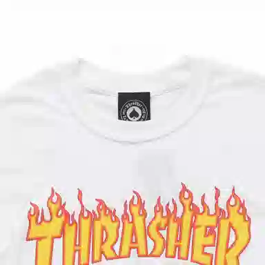 Thrasher Flame Print Long Sleeve Tee White